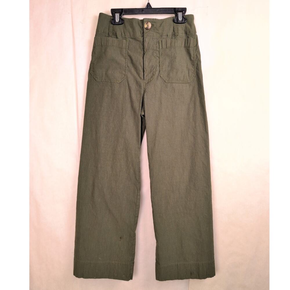 Maeve The Colette green wide leg cropped pants Size 26 Retro Minimal Utility